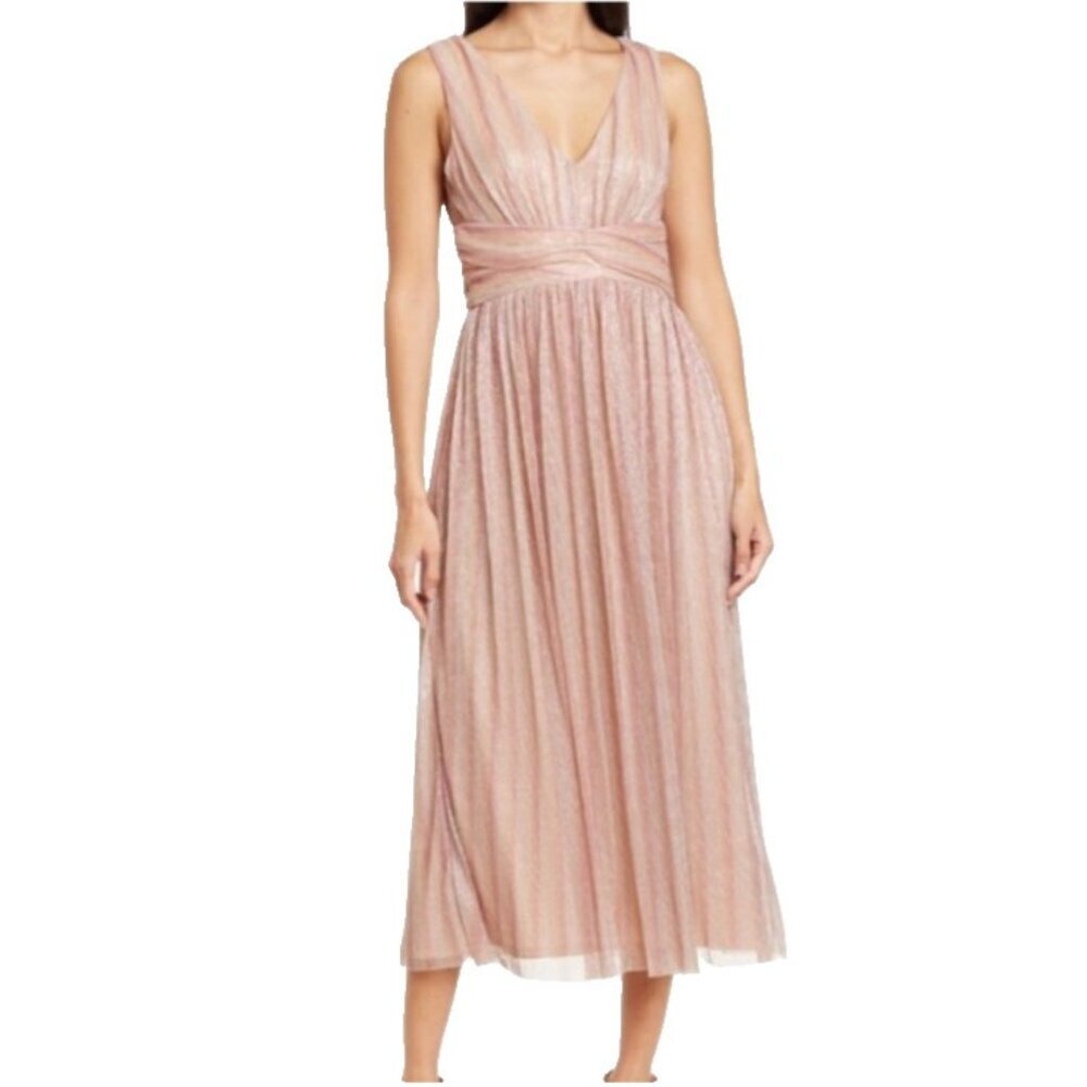 Taylor Midi Dress 4 Sleeveless Shimmering Metallic Fairy Party Wedding Guest NEW